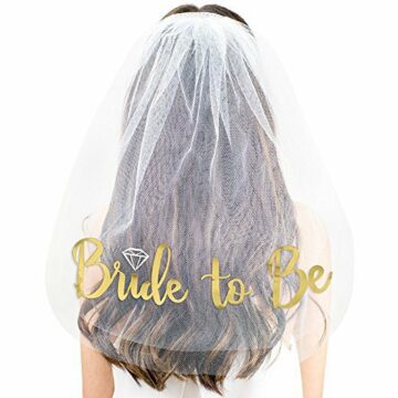 'Bride To Be' Veil with Gold Script - wicked favors